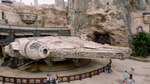 The Falcon parked outside the attraction Millennium Falcon: Smuggler's Run.