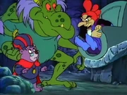 AdventuresOfTheGummiBears-ForWhomTheSpellHolds-ZummiGrotAndZorlock.png (387 KB) Zummi facing the evil wizard