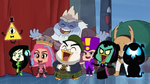 Chibi villains laughing