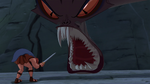 The monster lunges at Hercules