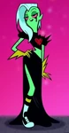 Dominator revealed to the other villains to be a woman