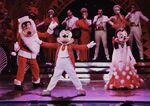 Minnie, Mickey, and Goofy in Mickey's Christmas Big Band at Walt Disney Studios Park in 2018