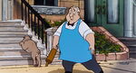 Winston looking the other way after hearing the door close on him while Francis runs to join the rest of the gang inside