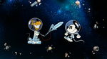 Pluto and Mickey in space