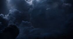 Mufasa's spirit appearing in the sky, encouraging his son to take his place in the Pride Lands.