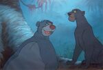 Rare production cel of Baloo with Bagheera.