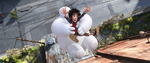 Baymax catches Hiro as they fall