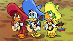 The Three Caballeros anxiously play their music.