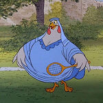 Lady Kluck playing badminton, a sport that didn't actually exist back in the 12th century.