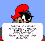 Pete after being defeated in Mickey's boss level in Mickey's Racing Adventure