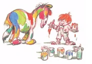 Peter disney.png (324 KB) Conceptual sketch of Peter painting the horse a rainbow by Ferdinand Horvath.