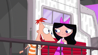 Isabella blushing in front of Phineas