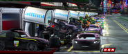 The World Grand Prix racers being fueled with Allinol before the first race.