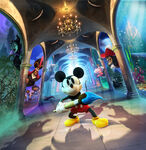 A early cover design for Epic Mickey: Power of Illusion with The Queen of Hearts before she is replaced with the Mad Hatter