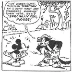 Mickey confronts Kat Nipp in the comic strip storyline Mickey Mouse vs. Kat Nipp.