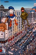 A Painting of various balloons from 1988, including Donald.