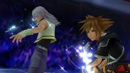 Riku and Sora face off against Xemnas