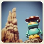 Perry next to Big Thunder Mountain Railroad