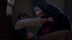 Gothel chaining Eugene to keep him from following her and Rapunzel.