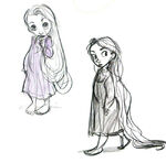 a sketch of rapunzel as a kid