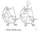 Early concept art of KnowsMore as an owl.