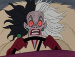 Cruella chasing the puppies losing her sanity in the process (Nightmare fuel)