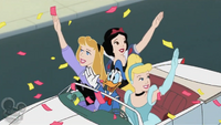 Aurora, Snow White, and Cinderella in "Mickey's April Fools"