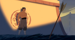 Shang walks out of his tent as the arrow is thrown to the ground.