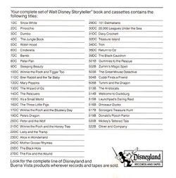 Disney Storyteller List