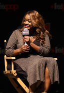 Kimberly Brooks speaks at the 2018 New York Comic Con.