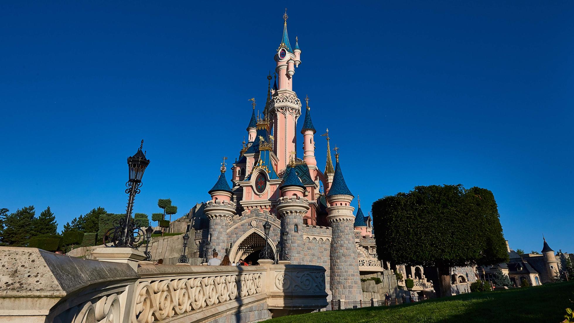 Lighted Cinderella Castle at Disneyland