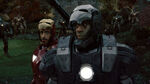 Iron Man and War Machine face off against Hammer Drones