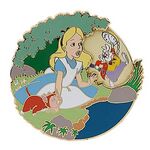 Alice, Dinah and the White Rabbit pin