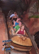 Unos amigos y una pareja de novios en el Splash Mountain de Disneyland.