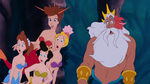 King Triton and his daughters surprised by Ariel's behavior