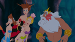 King Triton and his daughters surprised by Ariel's behavior