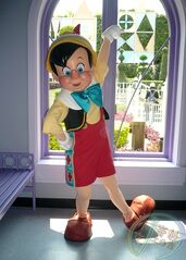 The current Pinocchio costume, first seen in 2000, is the closest match to his animated counterpart.