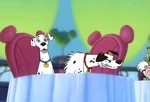 Pongo snarling at Cruella