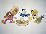 Final designs of the Three Caballeros by Fred Moore.