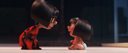 Jack-Jack demonstrates one of his powers to Edna