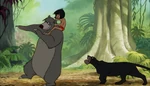 Bagheera with Mowgli and Baloo