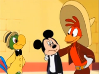 Panchito tells Mickey that he and José have a situation with Donald under control.