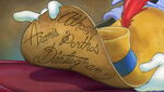 Aramis, Athos, Porthos and D'Artagnan wrote their names on Mickey's hat