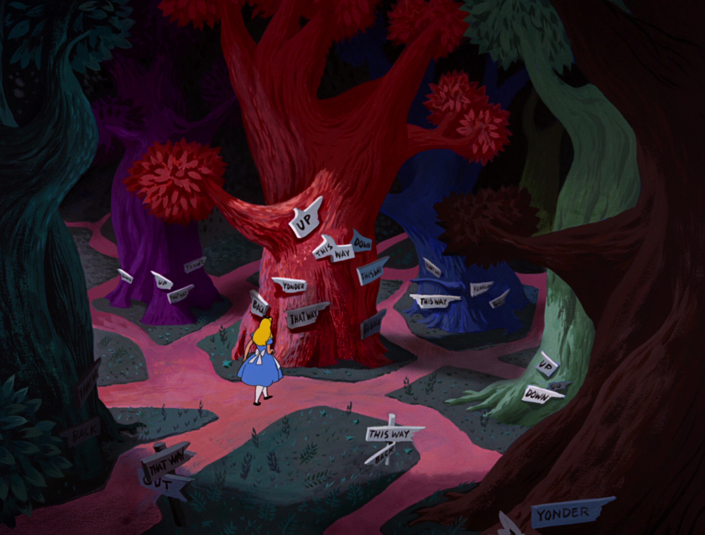 alice in wonderland cartoon forest