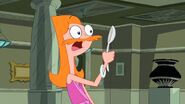 Candace is growing a mustache, thanks to the bad effect of Phineas and Ferb's hair machine.