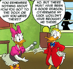 Daisy with Gladstone in the 2011 DuckTales comic book.