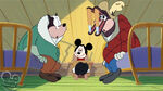 Mickey awakes with the wide awake Pete and his cousin