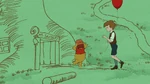 Christopher Robin is with Pooh Bear who's head is stuck in a honey pot