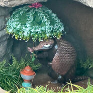 Lari the Armadillo in the instrumental version of the "Almost There" in Tiana's Bayou Adventure at the Magic Kingdom.
