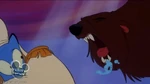Genie getting roared at by a kodiak bear